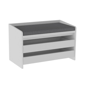 Design Square Lonia Shoe Rack Cabinet Storage Bench 2-Drawers White/Grey
