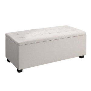 Large Fabric Storage Ottoman - Beige