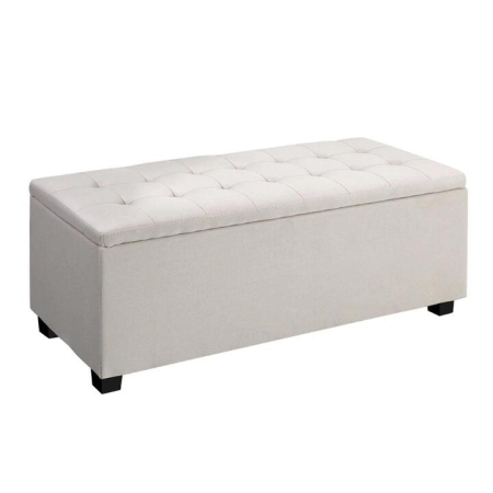 Large Fabric Storage Ottoman - Beige