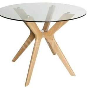 Lyn Round Glass Dining Table - 100cm - Natural
