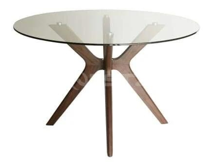 Lyn Round Glass Dining Table - 120cm - Walnut