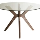 Lyn Round Glass Dining Table - 120cm - Walnut