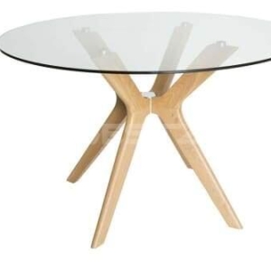 Lyn Round Glass Dining Table - 120cm - Natural