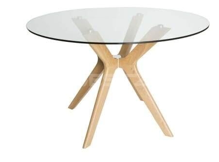 Lyn Round Glass Dining Table - 120cm - Natural