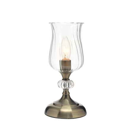 Hollis Modern Table Desk Lamp Antique Brass Metal Base Clear Glass Shade