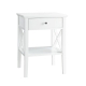 Hailey 1-Drawer Bedside Nightstand End Lamp Side Table - White