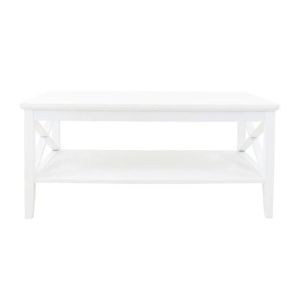 Hailey Rectangular Coffee Table 100cm W/ Open Shelf - White