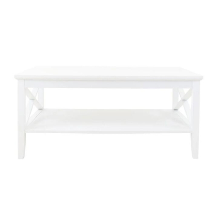 Hailey Rectangular Coffee Table 100cm W/ Open Shelf - White
