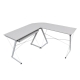 Design Square L-shape Office Study Computer Desk  Metal Frame - Light Grey