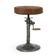 Jasper Vintage Rustic Wind-Up Leather Kitchen Counter Bar Stool