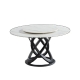 Our Home Hayes Luxurious Sintered Stone Round Dining Table 150cm W/ Lazy Susan - Black & White