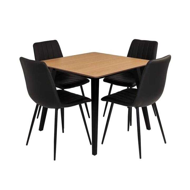 HomeStar Kanaka Dining Set W/ Square Dining Table & Set Of 4 Molly Dining Chair Black