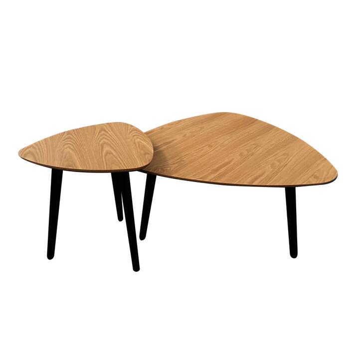 HomeStar Hilda Nesting Set of 2 Living Room Coffee Table - Natural / Black Legs