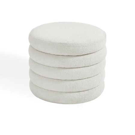 HomeStar Kylie Modern Faux Shepperd Fur Ottoman Foot Stool - White