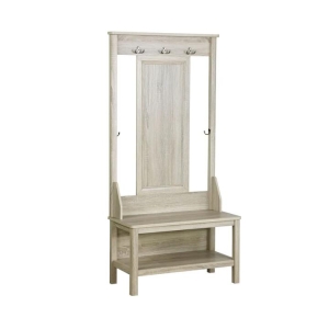 Maestro Furniture Hinton Modern Minimalist Coat Rack Hall Tree Shoe Cabinet - Washed Grey