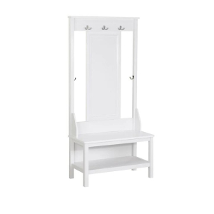 Maestro Furniture Hinton Modern Minimalist Coat Rack Hall Tree Shoe Cabinet - White