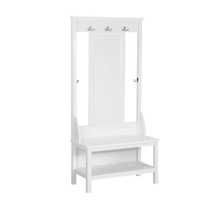 Maestro Furniture Hinton Modern Minimalist Coat Rack Hall Tree Shoe Cabinet - White