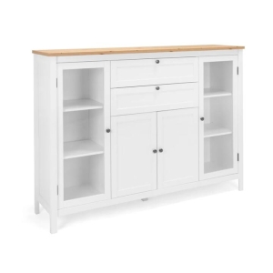 Design Square James Buffet Unit Sideboard W/ 4-Doors 2-Drawers  Storage Cabinet - White/Oak