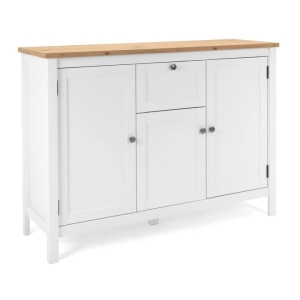 Design Square James Buffet Unit Sideboard W/ 3-Doors 1-Drawer  Storage Cabinet - White/Oak