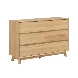 Design Square Hannah Wooden Dresser Chest Of 6-Drawers Storage Cabinet - Oak