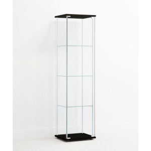 Design Square Jude 4-Tier Glass Display Shelf Storage Cabinet - Glass/Black