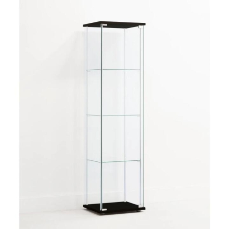 Design Square Jude 4-Tier Glass Display Shelf Storage Cabinet - Glass/Black
