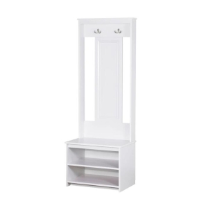 Maestro Furniture Isnelda Modern Small Coat Rack Hall Tree Shoe Rack Cabinet - White