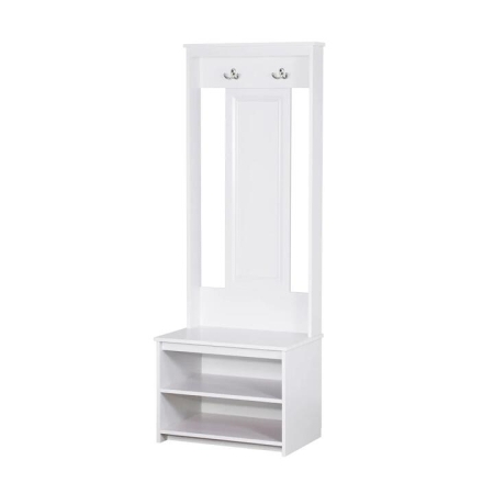 Maestro Furniture Isnelda Modern Small Coat Rack Hall Tree Shoe Rack Cabinet - White