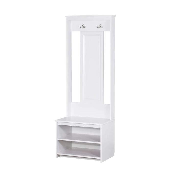 Maestro Furniture Isnelda Modern Small Coat Rack Hall Tree Shoe Rack Cabinet - White