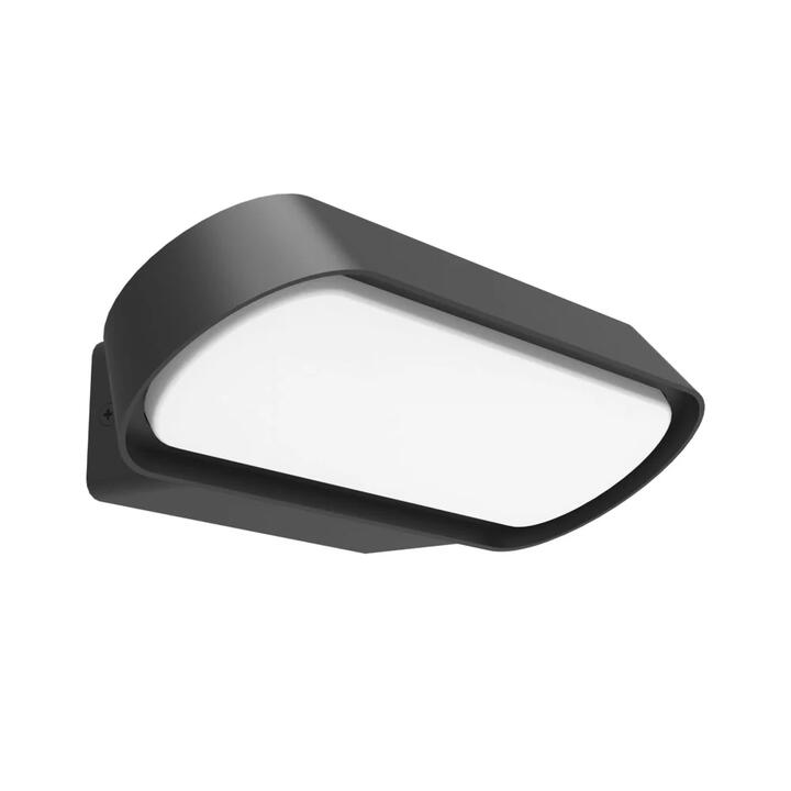 GLANS Wall Light Surface Mounted 13W Rectangular Dark Grey 3000K IP65 Opal Diffuser Rounded 330Lm