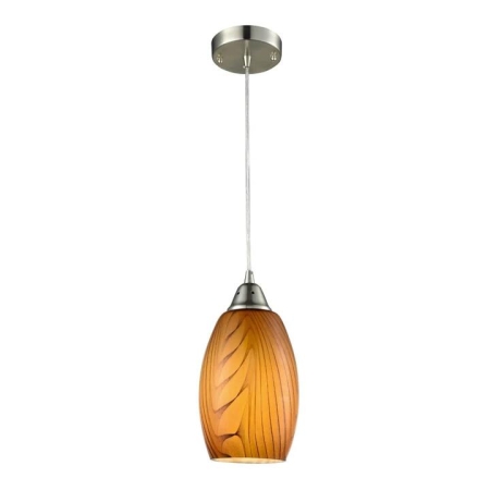 GLAZE Pendant Lamp Light Interior ES Amber Glass Ellipse with swirls OD120mm