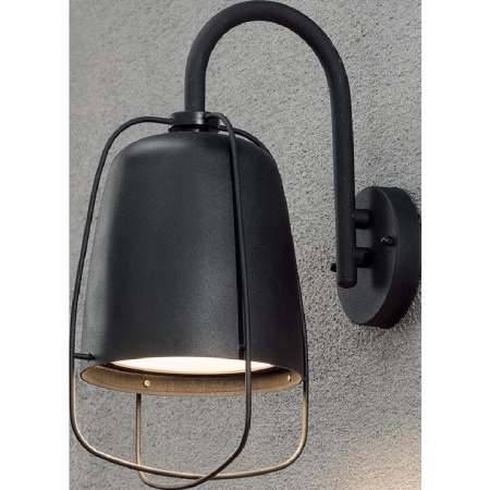HINK Wall Light Surface Mounted ES Ellipse Matte Black IP44 with Cage