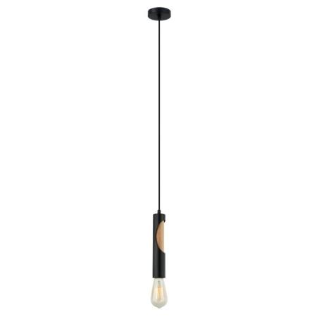 IDA Pendant Lamp Light Interior ES Matte Black Blonde Wood Tube OD50mm