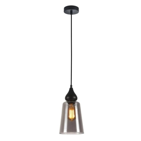 JEREZ Pendant Lamp Light Interior ES 72W Black Smoke Glass Flat Top OD160mm x H305mm