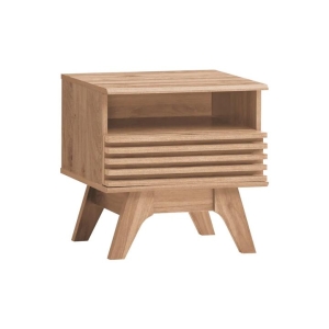 Design Square Karyn Wooden Open Shelf Nightstand Side Bedside Table W/ 1-Drawer - Oak