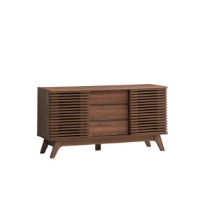 Design Square Karyn Wooden Sideboard Buffet Unit Storage Cabinet W/ 2-Doors 3-Drawers - Walnut