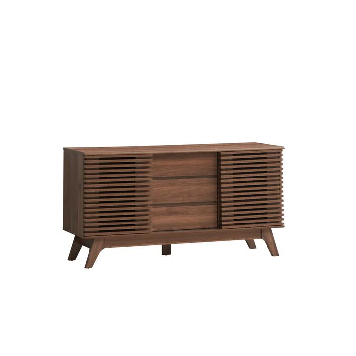 Design Square Karyn Wooden Sideboard Buffet Unit Storage Cabinet W/ 2-Doors 3-Drawers - Walnut