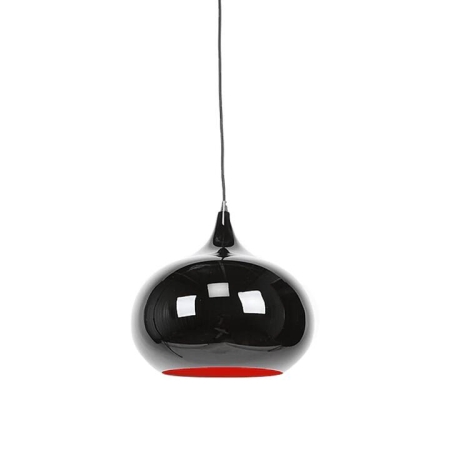 Kirby Inverted Bowl Metal Cord Drop Pendant Light Lamp - Black & Luminous Red Inside