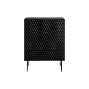 Honeycomb Chest of 4-Drawers Tallboy Storage Cabinet- Black - Black