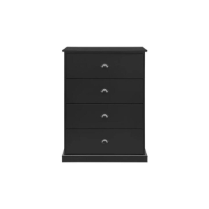 Hampton Elegant Chest of 4-Drawers Tallboy Storage Cabinet - Black - Black
