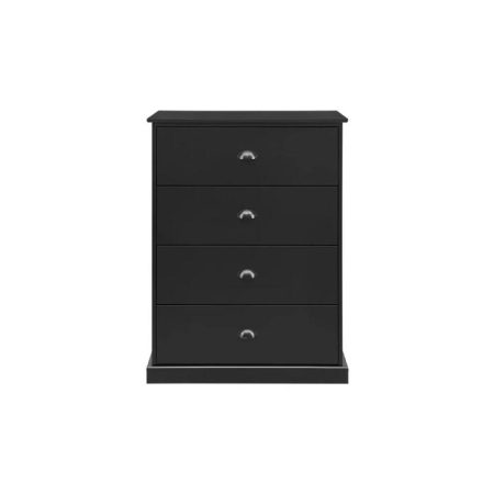 Hampton Elegant Chest of 4-Drawers Tallboy Storage Cabinet - Black - Black