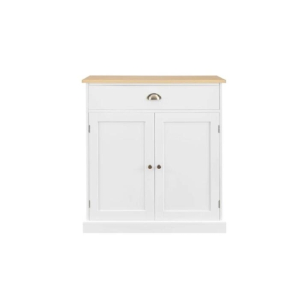 Hampton Style Buffet Unit Sideboard Storage Cabinet - White/Natural - White