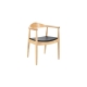 Hans Wegner Replica Round Kitchen Dining Chair Armchair - Ash/Black Leather - Ash