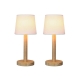 Gloei Duo Set of 2 Contemporary Wooden Table Desk Lamp Light Polyester Shade - White