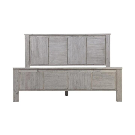 King Size Bed Frame with Solid Acacia Wood Veneered Construction in White Ash Colour