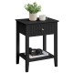Issey Modern Wooden Bedside Nightstand Side Table Fluted 1-Drawer - Black