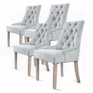 La Bella 4 Set Grey French Provincial Dining Chair Amour Oak Leg