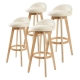 La Bella 4 Set 72cm Beige Wooden Bar Stool Leila Fabric
