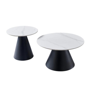 Raimon Furniture Jaxon Modern Round Coffee Table Set Snow White Ceramic