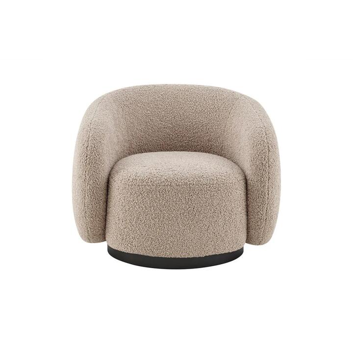 Goldie Swivel Armchairs Relaxing Accent Lounge Chair - White Boucle
